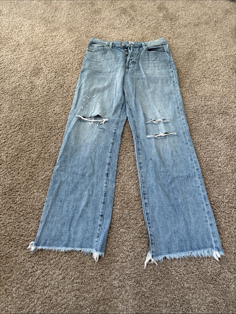 pistola Light Blue Distressed Wide-Leg Jeans